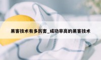 黑客技术有多厉害_成功率高的黑客技术