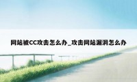 网站被CC攻击怎么办_攻击网站漏洞怎么办