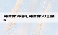 中国黑客技术厉害吗_中国黑客技术大全最新版