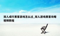 双人成行黑客游戏怎么过_双人游戏黑客攻略视频教程