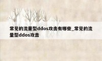 常见的流量型ddos攻击有哪些_常见的流量型ddos攻击