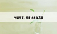 所谓黑客_黑客技术任意显