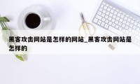 黑客攻击网站是怎样的网站_黑客攻击网站是怎样的