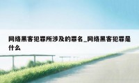 网络黑客犯罪所涉及的罪名_网络黑客犯罪是什么