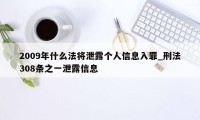 2009年什么法将泄露个人信息入罪_刑法308条之一泄露信息