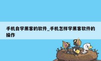 手机自学黑客的软件_手机怎样学黑客软件的操作