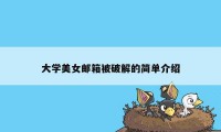 大学美女邮箱被破解的简单介绍