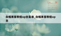 白帽黑客教程up主是谁_白帽黑客教程up主