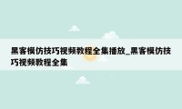 黑客模仿技巧视频教程全集播放_黑客模仿技巧视频教程全集