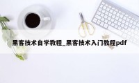 黑客技术自学教程_黑客技术入门教程pdf