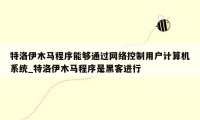 特洛伊木马程序能够通过网络控制用户计算机系统_特洛伊木马程序是黑客进行