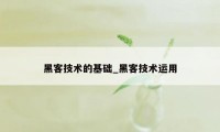 黑客技术的基础_黑客技术运用