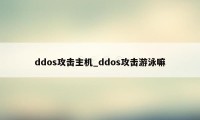 ddos攻击主机_ddos攻击游泳嘛