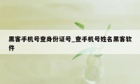 黑客手机号查身份证号_查手机号姓名黑客软件