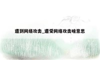 遭到网络攻击_遭受网络攻击啥意思