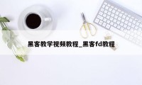 黑客教学视频教程_黑客fd教程