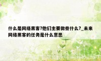 什么是网络黑客?他们主要做些什么?_未来网络黑客的任务是什么意思