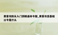 黑客攻防从入门到精通命令版_黑客攻击基础口令是什么