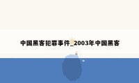 中国黑客犯罪事件_2003年中国黑客