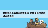 启明星辰二面是面试技术吗_启明星辰渗透测试面试流程