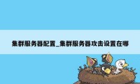 集群服务器配置_集群服务器攻击设置在哪