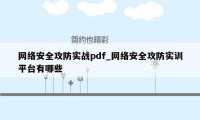 网络安全攻防实战pdf_网络安全攻防实训平台有哪些