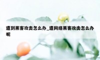 遭到黑客攻击怎么办_遭网络黑客攻击怎么办呢