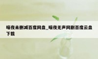 暗夜未删减百度网盘_暗夜无声网剧百度云盘下载