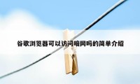 谷歌浏览器可以访问暗网吗的简单介绍