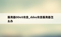 服务器DDoS攻击_ddos攻击服务器怎么办